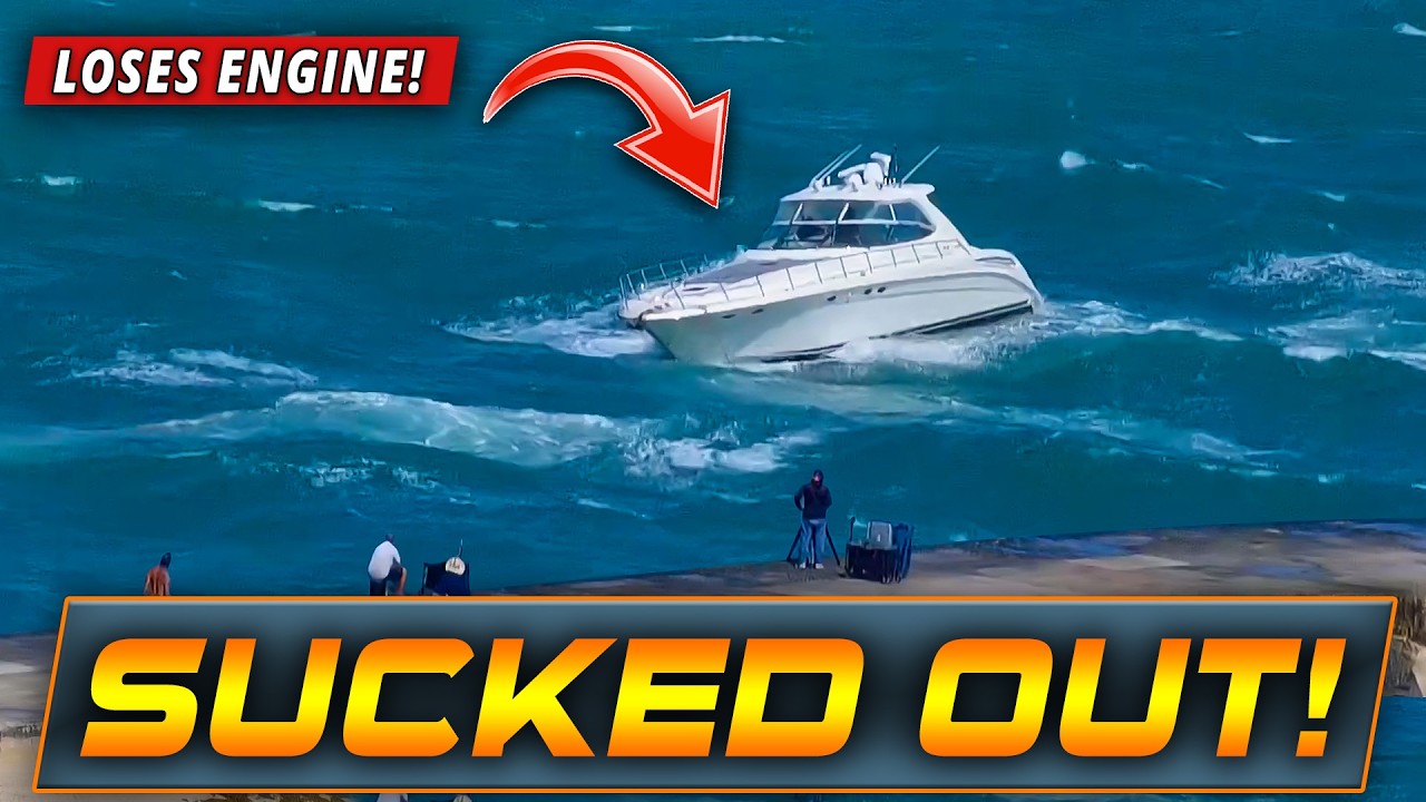 BOAT LOST POWER AND GETS SUCKED OUT OF HAULOVER INLET!! | WAVY BOATS