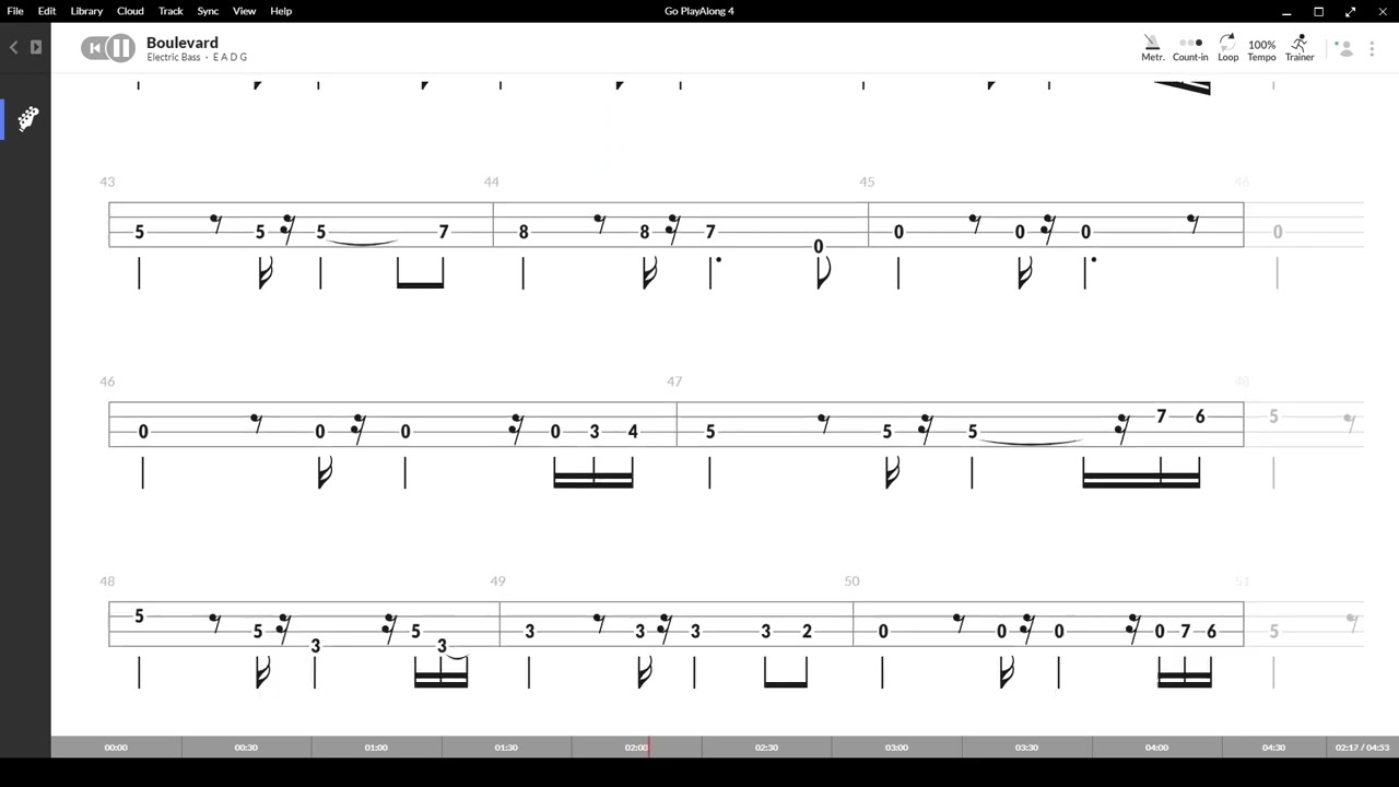 Boulevard ( Dan Byrd ) ,Tablatura e base Senza Basso - Backing bass track - NO BASS