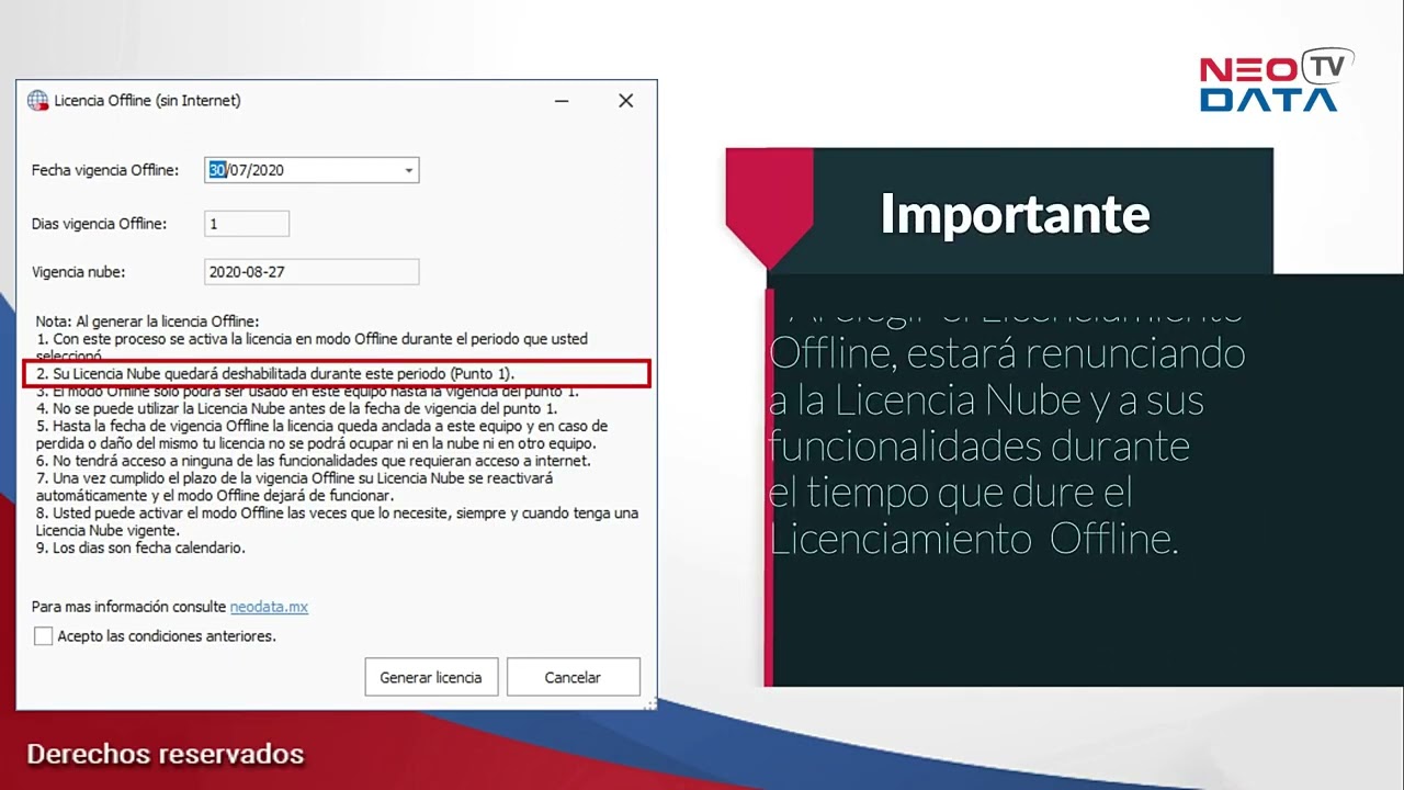 Neodata licencia offline
