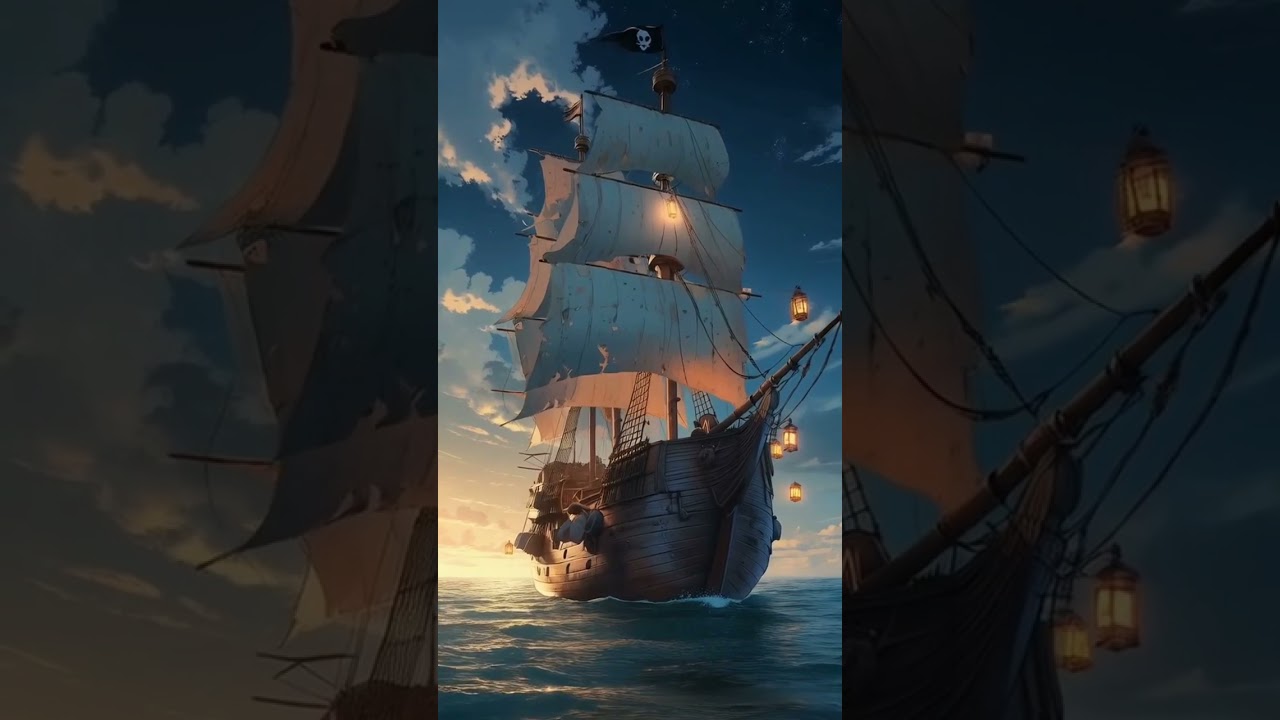 A silent ship, drifting through moonlit waters&hellip; ⛵🌌 #animenature #viralvideo #nightvibes #shorts