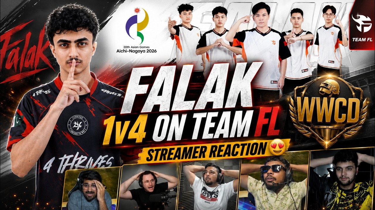 FALAK 1v4 ON TEAM FL | WWCD IM ASIAN GAMES FINAL | STREAMERS REACTIONS