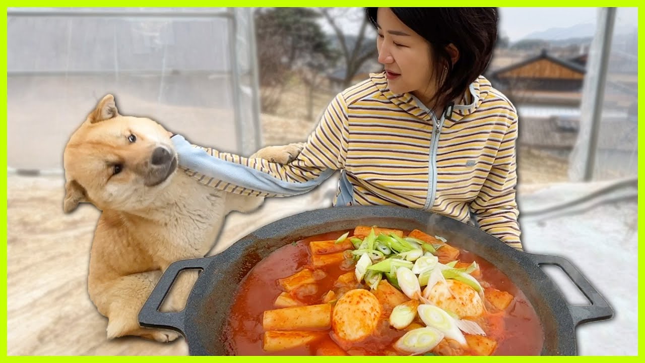 비 내리는 날⛈️비닐하우스에서 떡볶이 만들어 먹는 시골 일상