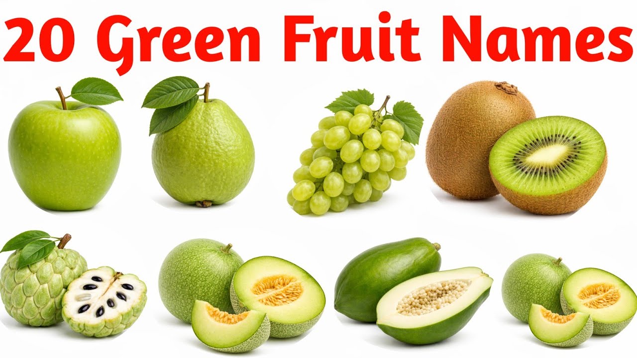 20 Green Fruits Name - Learn Green Fruit Names in Hindi & English | Fruit Names for Kids & Toddlers