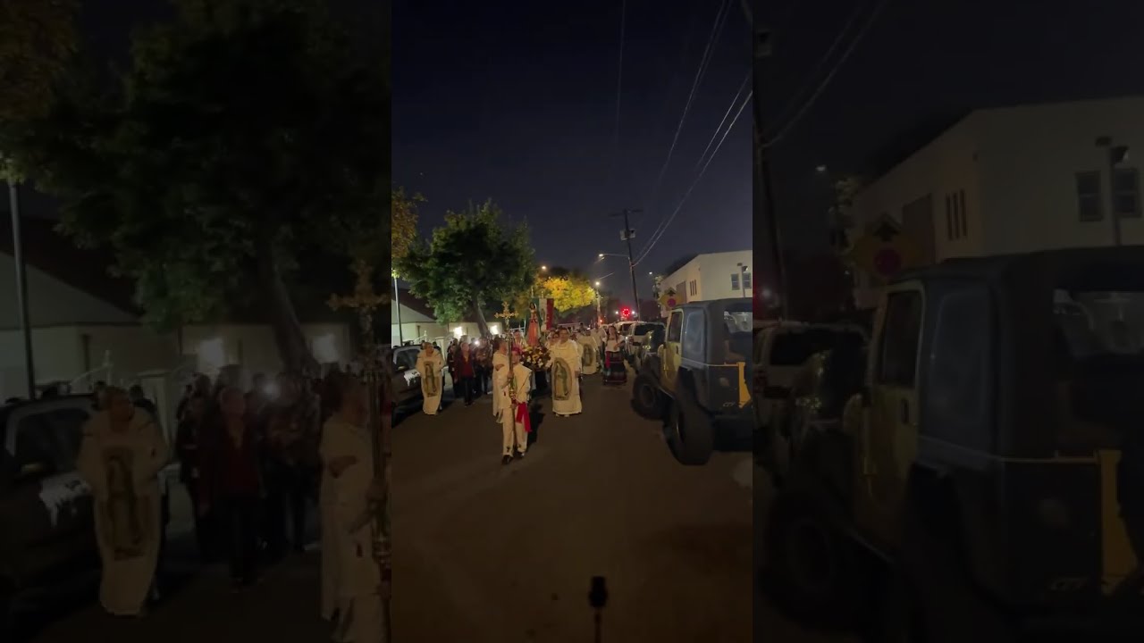 Procesión Con Los Danzantes, Los Charros Guadalupanos De Riverside y La Comunidad