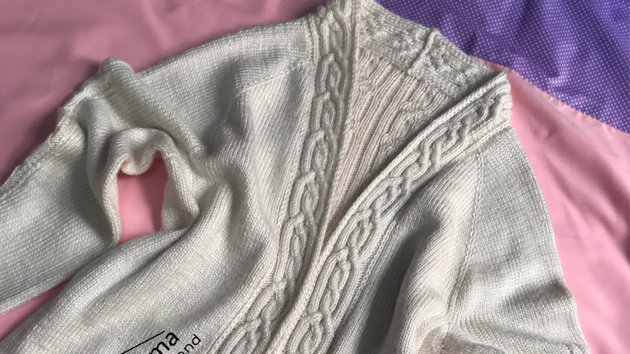 #كارديجان #تريكو #طويل بحرده رقبه ٧ مع حرده رجلان من اعلي (1)🧶🧶knitting v neck  raglan cardigan