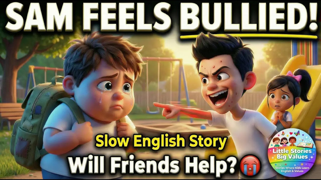 Sam Feels Bullied! | Be kind, not mean | Slow English | Little Stories Big Values | 