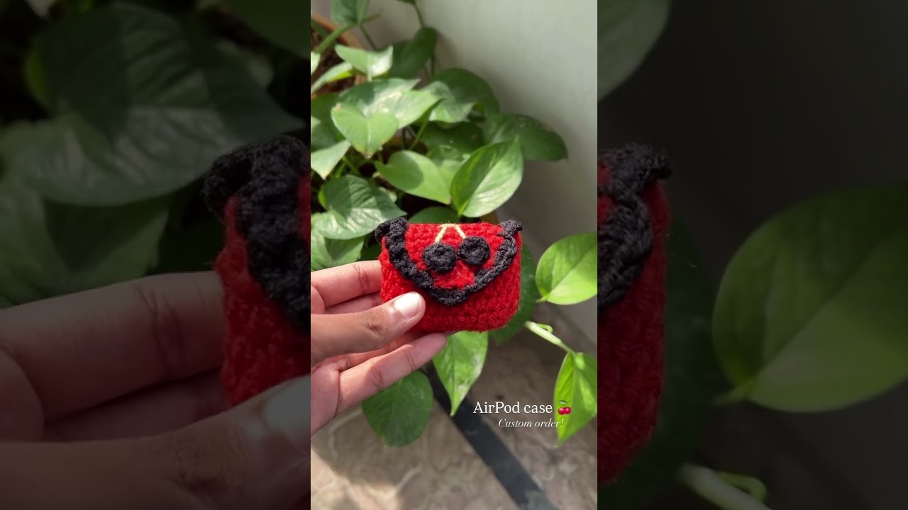 AirPod case🍒🖤 (custom order) #crochet #crochetindia #airpods #airpodcase