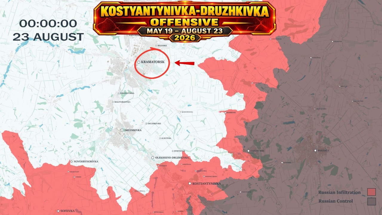 Russo-Ukrainian War : Kostyantynivka-Druzhkivka Offensive Frontline Update Day&ndash;[MAY 19 -AUG 23 2026]