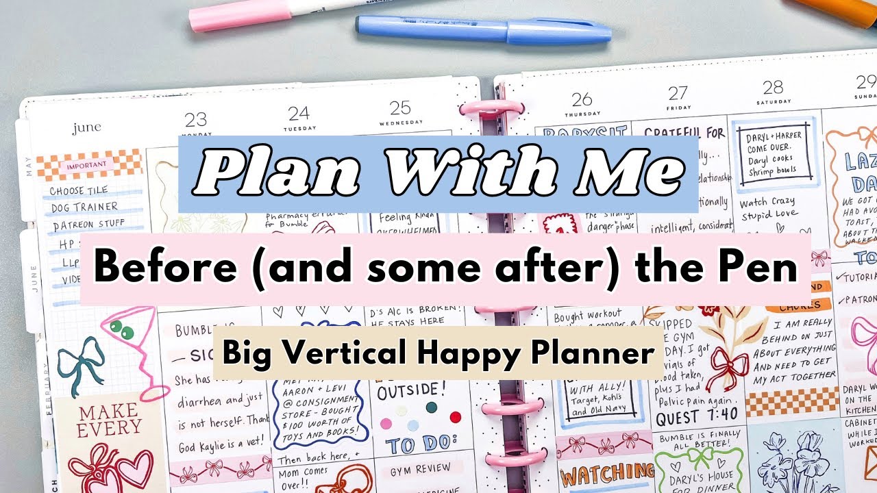 Plan With Me - Big Happy Planner Before & After the Pen!  Everyday Coquette Sticker Book - June 2025