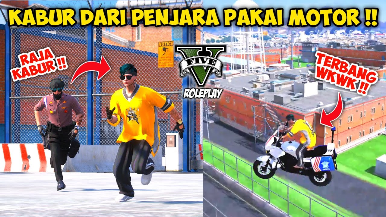 BERHASIL KABUR DARI PENJARA FEDERAL LAGI !! ISCO KABUR PAKAI MOTOR POLISI WKWK !! GTA V ROLEPLAY