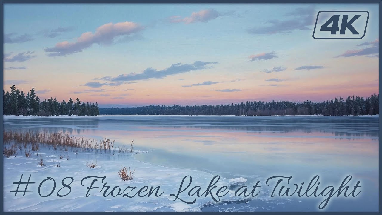 Winter Nature #08 | Frozen Lake at Twilight | 4K Art Wallpaper | Loop | 3 Hours