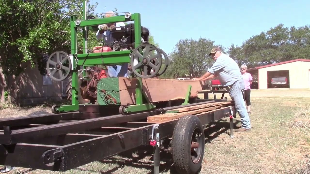 Home built Crosswood Model #28 band sawmill first run