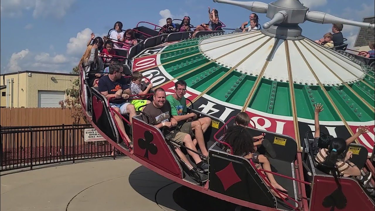 Brendan and me on Trabant flat ride (Wheel of Fortune) at Valleyfair (August 18th, 2021)