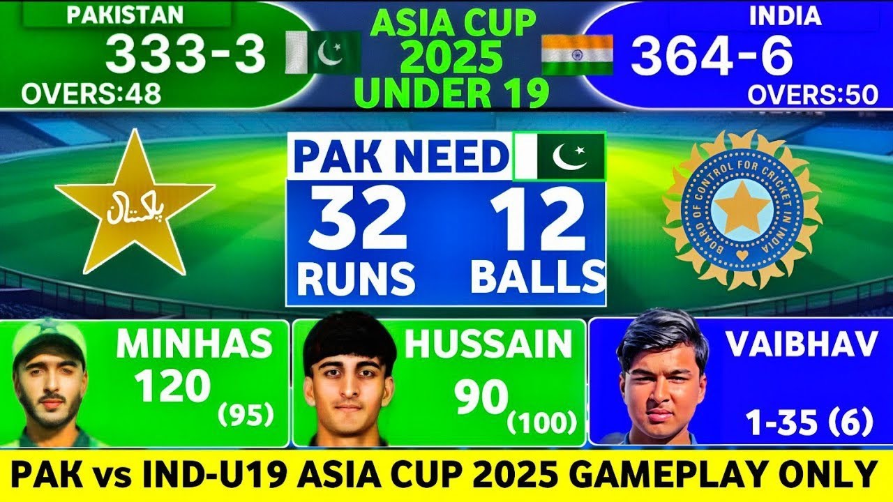 PAK U19 vs IND U19 ODI Match | Asia Cup 2025 | Pakistan vs India | Rc24 Gameplay Only