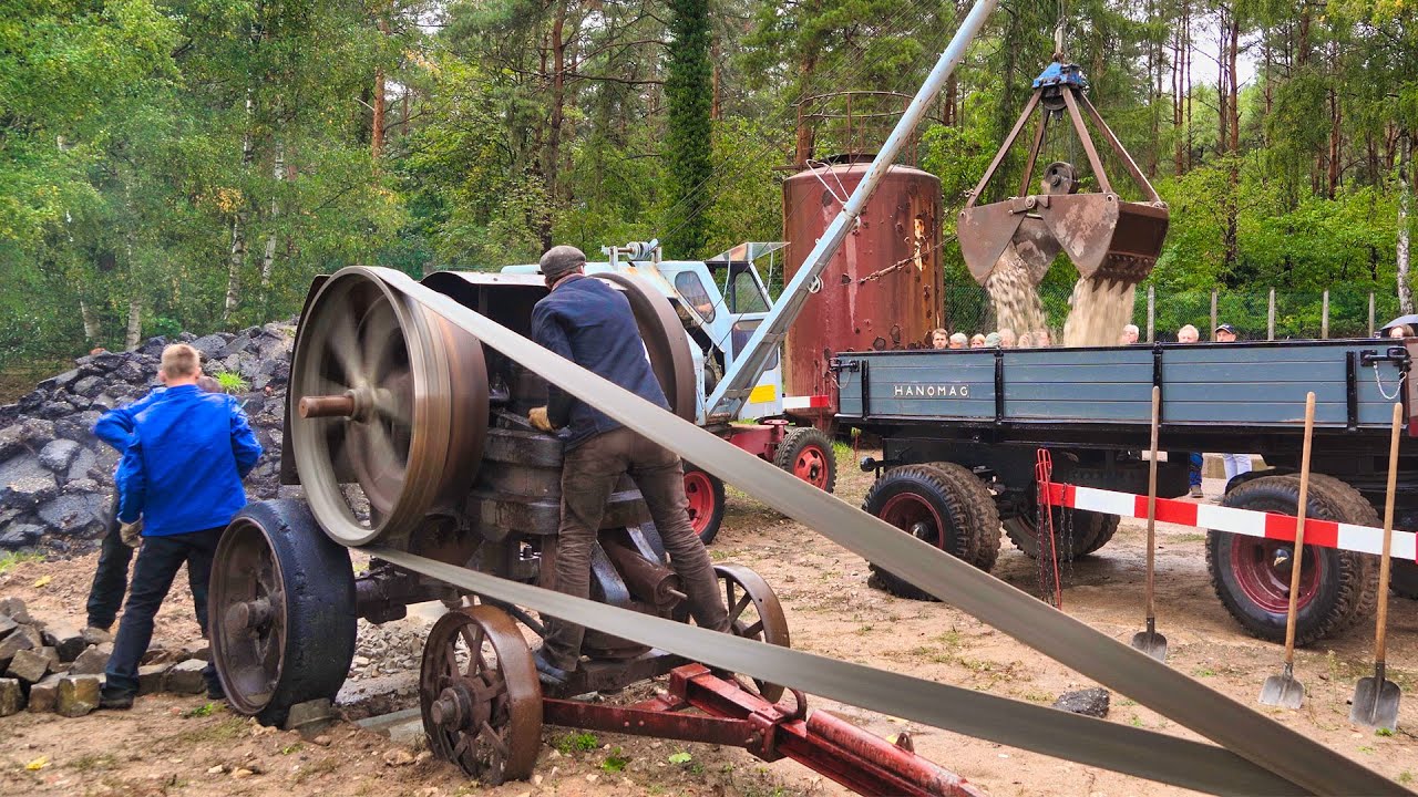 Dangerous Rock Crusher in Action - Historical Construction Site