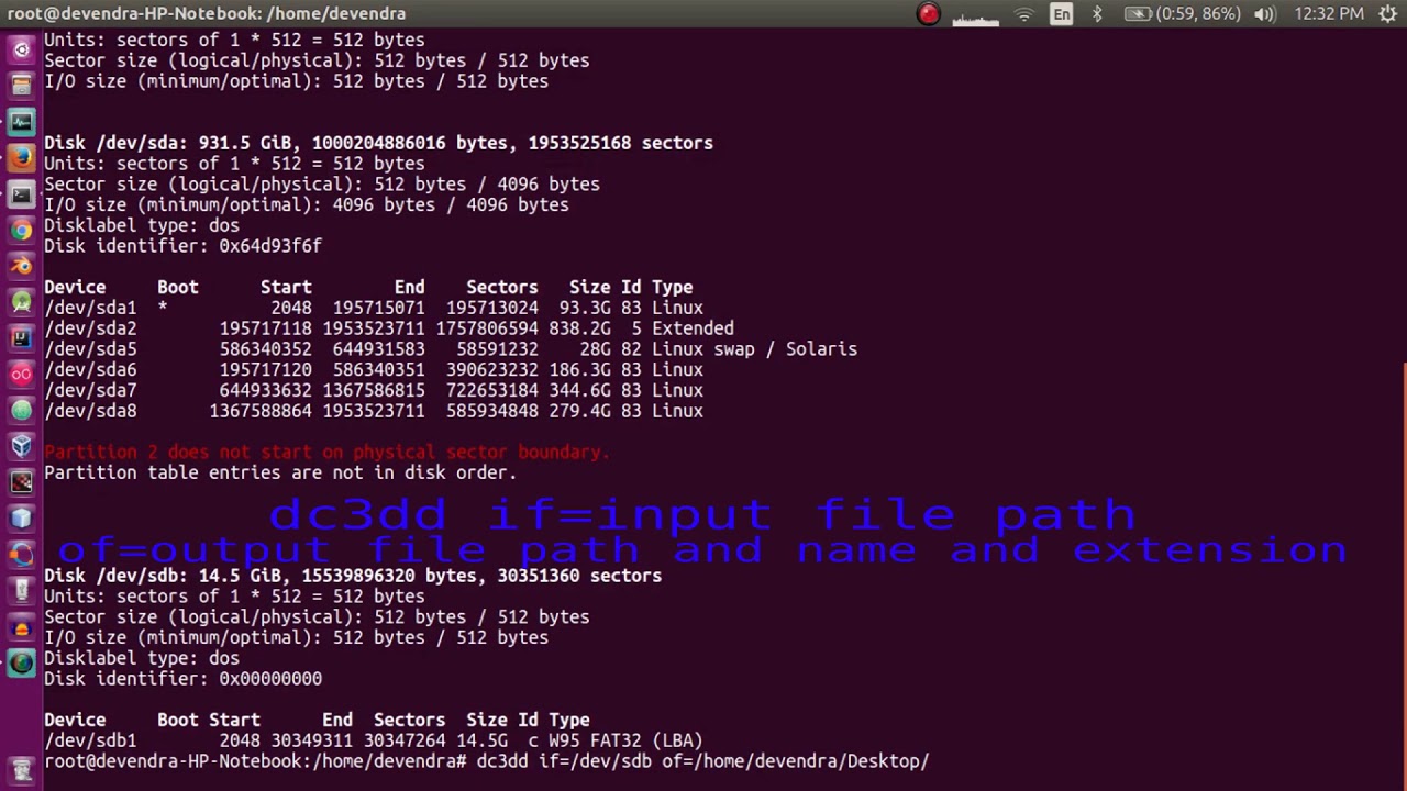 digital forensics - digital forensics data acquisition using dc3dd