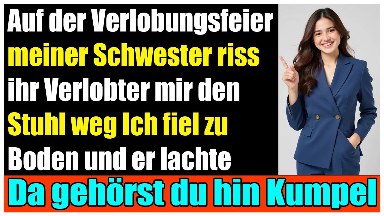 Auf der Verlobung meiner Schwester zog ihr Verlobter meinen Stuhl weg  und lachte als ich stürzte
