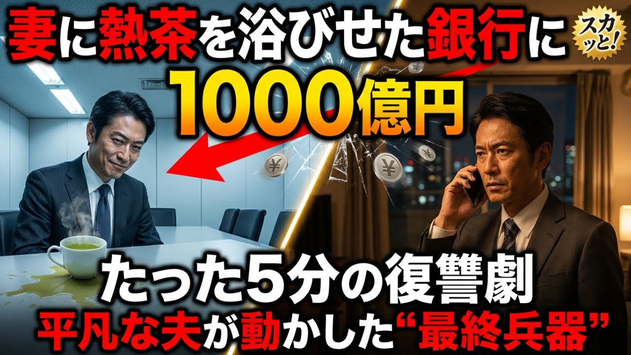 【スカッと】妻に土下座&熱茶を浴びせた銀行に、夫が5分後1000億円の復讐を開始した話。