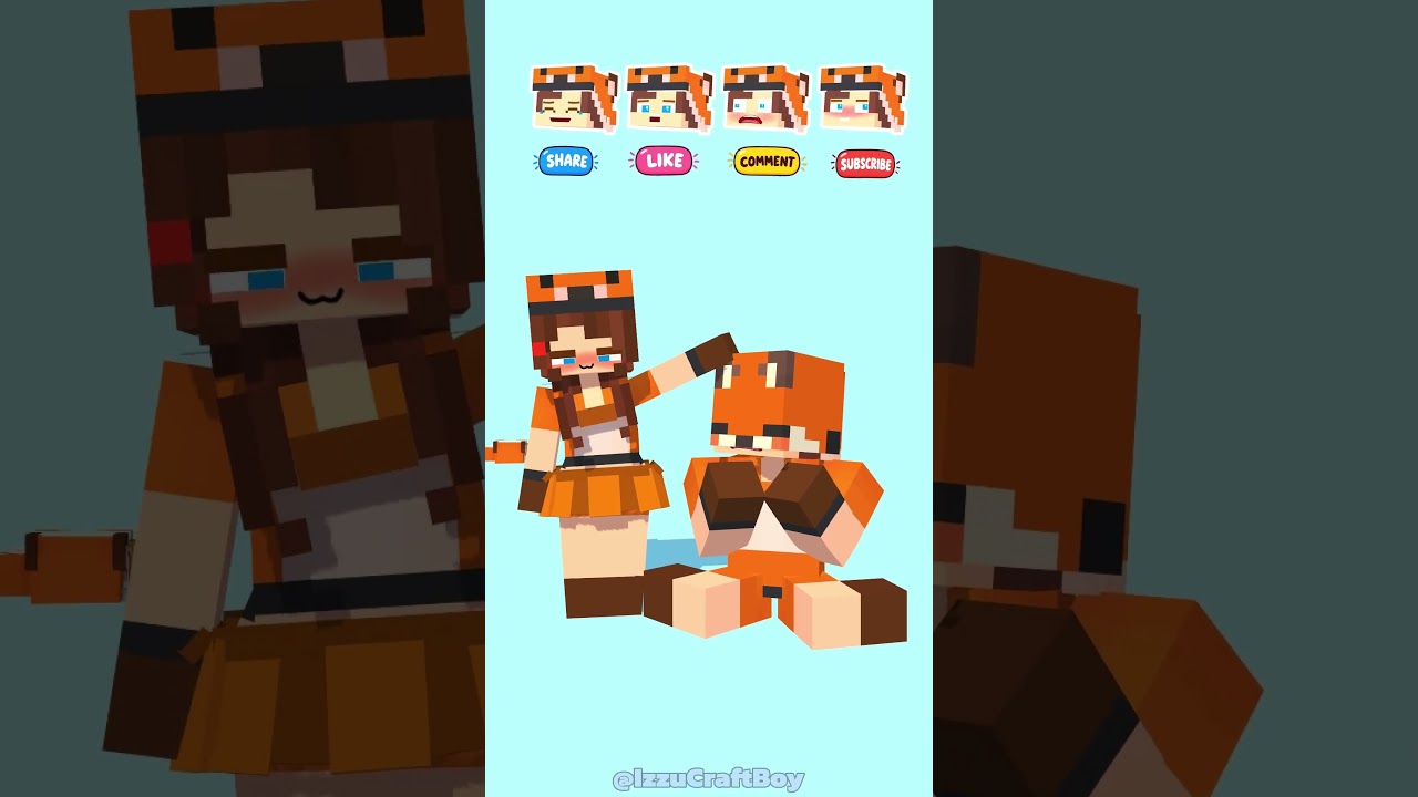 JJ Sister What Emotion is hidden behind Fox Mask🦊 -Minecraft Short Animation #shorts #trending #fyp