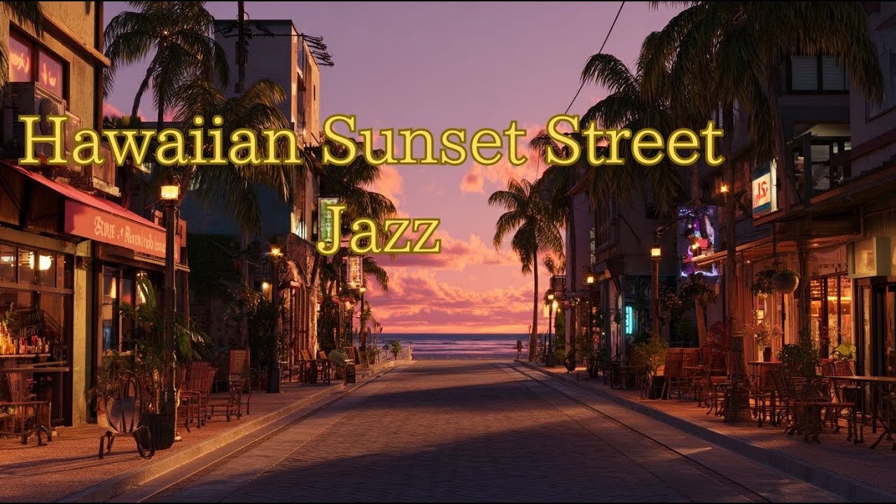 Hawaiian Sunset Street Jazz | Chill BGM for Golden Hour Relaxationハワイの街とサンセット夕暮れのチルタイムに聴きたいリラックスジャズ