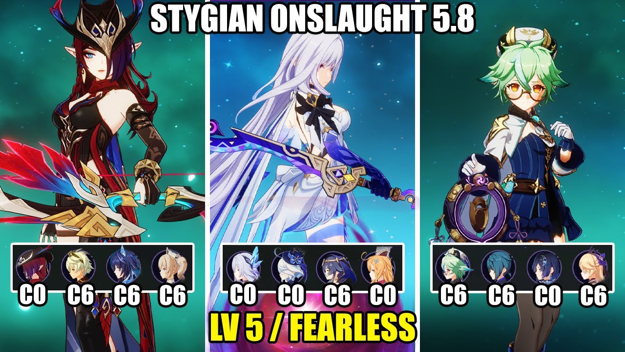 NEW Stygian Onslaught 5.8 - Lv 5 Fearless | C0 Chasca C0 Skirk C6 Sucrose | Genshin Impact 【原神】