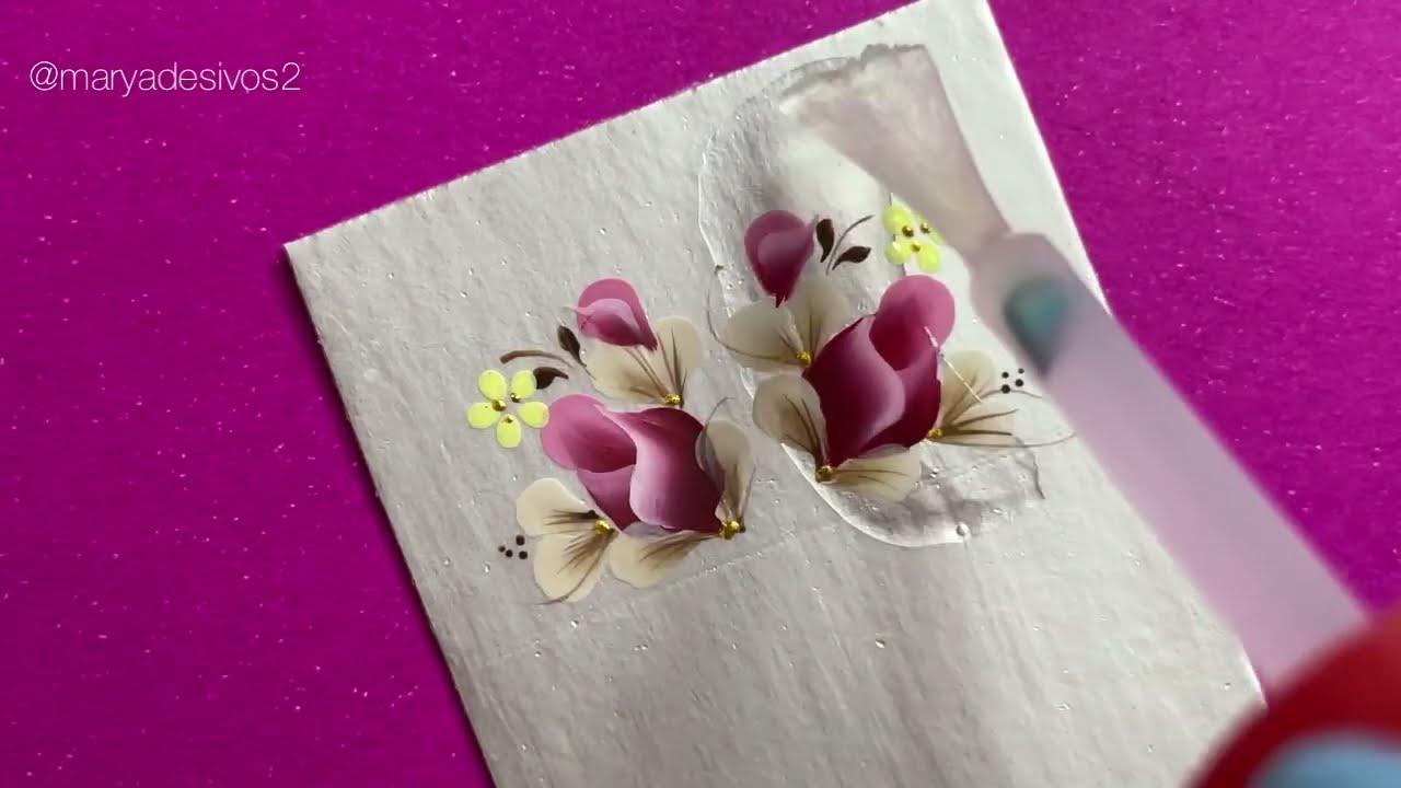 COMO FAZER DECORAÇÃO PARA UNHAS : BOTÃO DE ROSA
