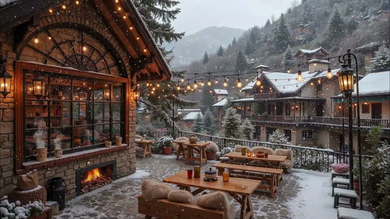 Cozy Jazz Coffee Shop Vibes w/ Fireplace | Relaxing Instrumental Music for Studying, Work, Reading