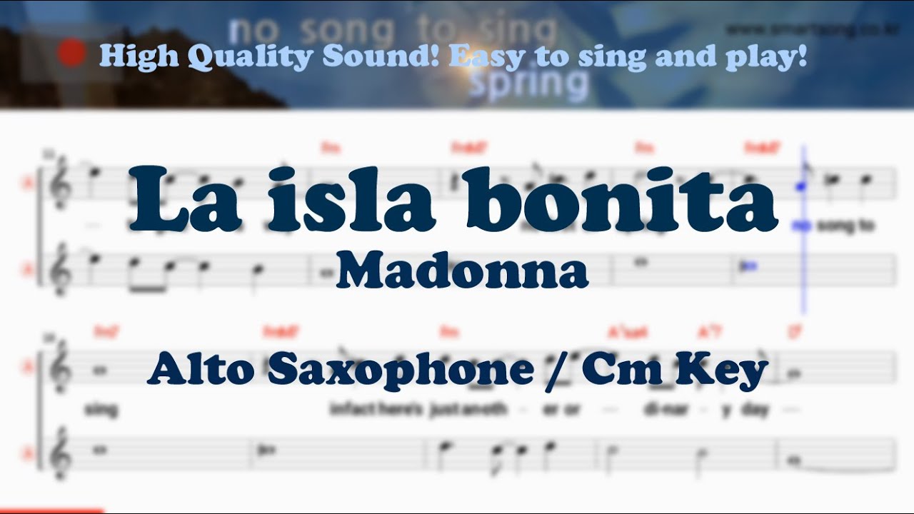 La isla bonita - Madonna (Alto Saxophone Sheet Music Cm Key / Karaoke / Easy Solo Cover)