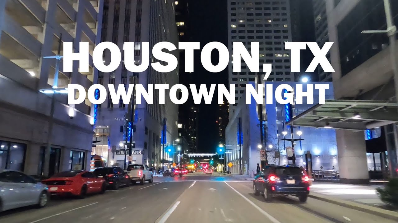 Houston, TX - Driving Downtown Night 4K