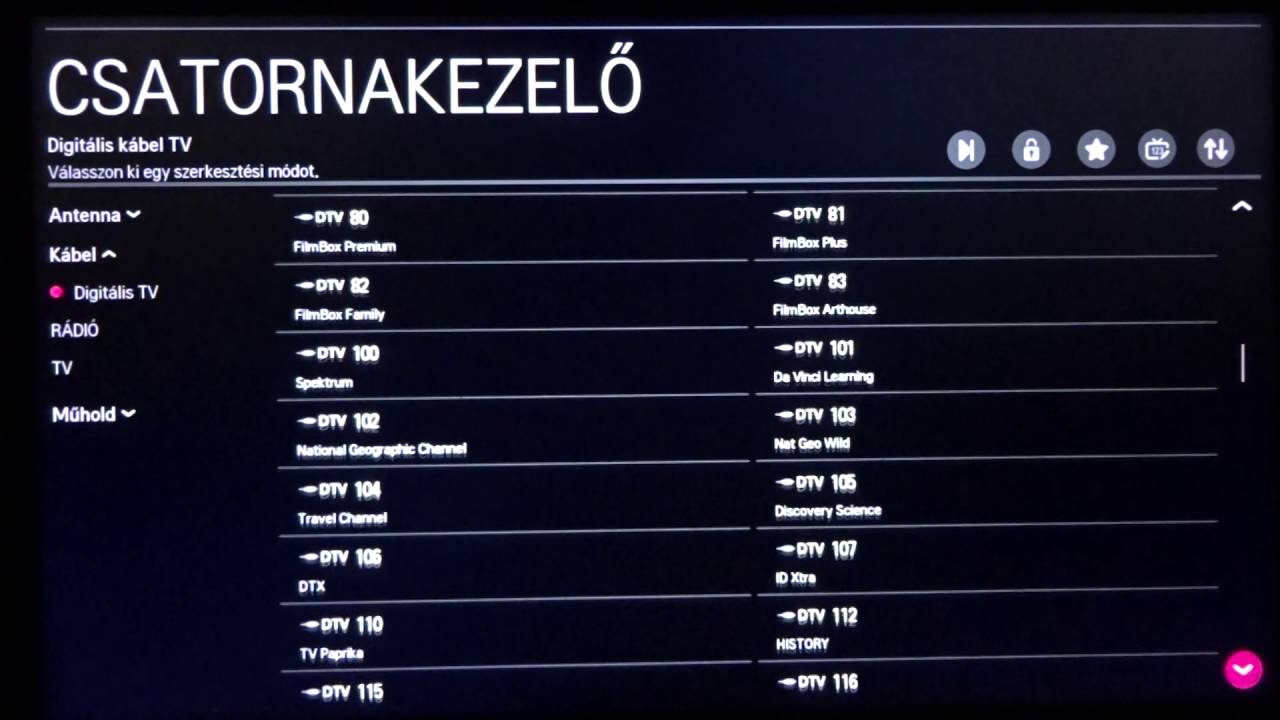 Invitel DVB-C - jelteszt - csatornak&iacute;n&aacute;lat &aacute;ttekint&eacute;se