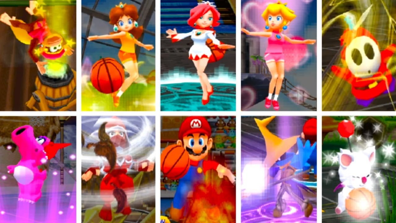 Mario Slam Basketball - All Characters - All Super Shots