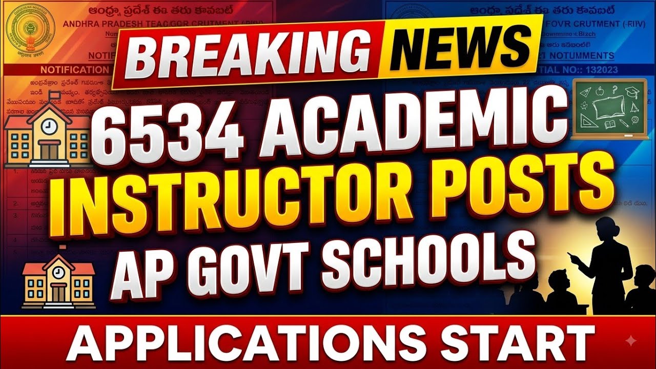 AP 6534 Academic Instructor Jobs 2026 | Apply Dates| District Wise Vacancies | Merit Selection