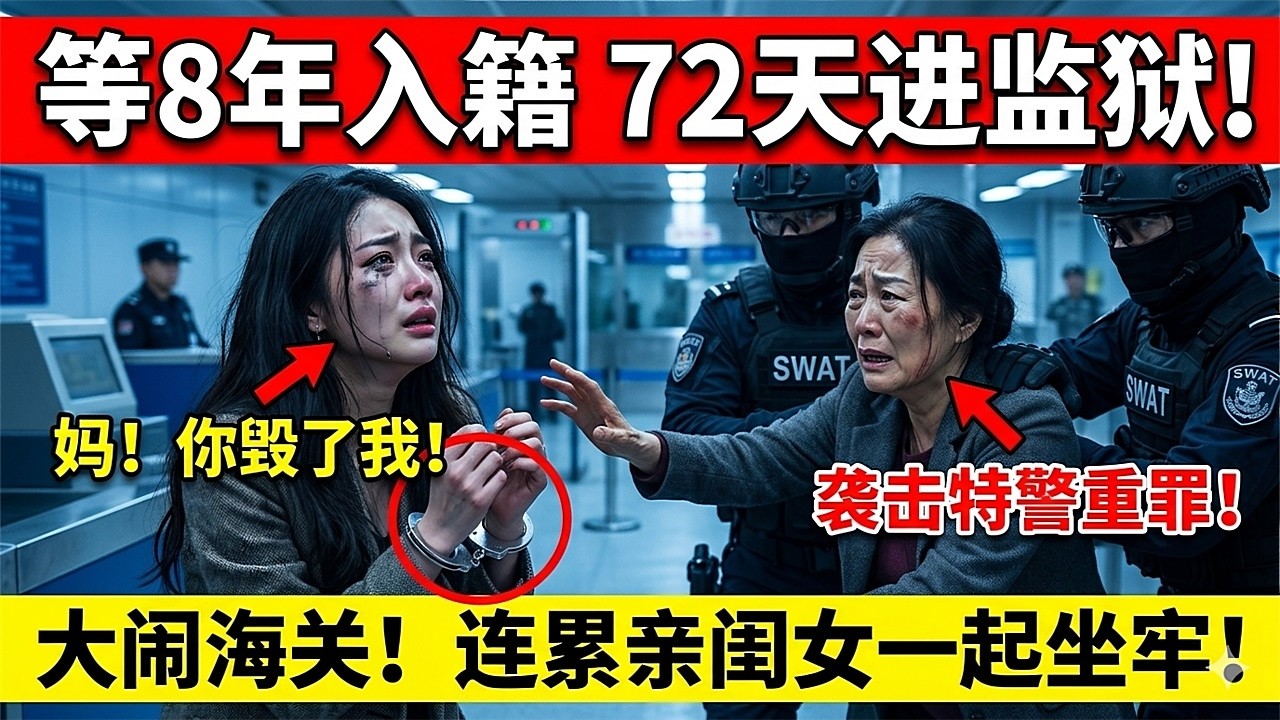 等8年入籍，72天进监狱！大妈大闹海关袭击特警，不仅面临5年重罪更连累亲闺女…