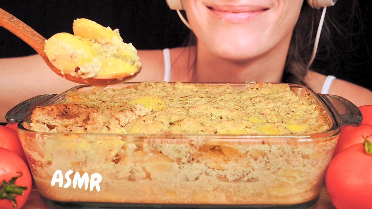 asmr CREAMY Scalloped Potatoes mukbang (no talking eating sounds)