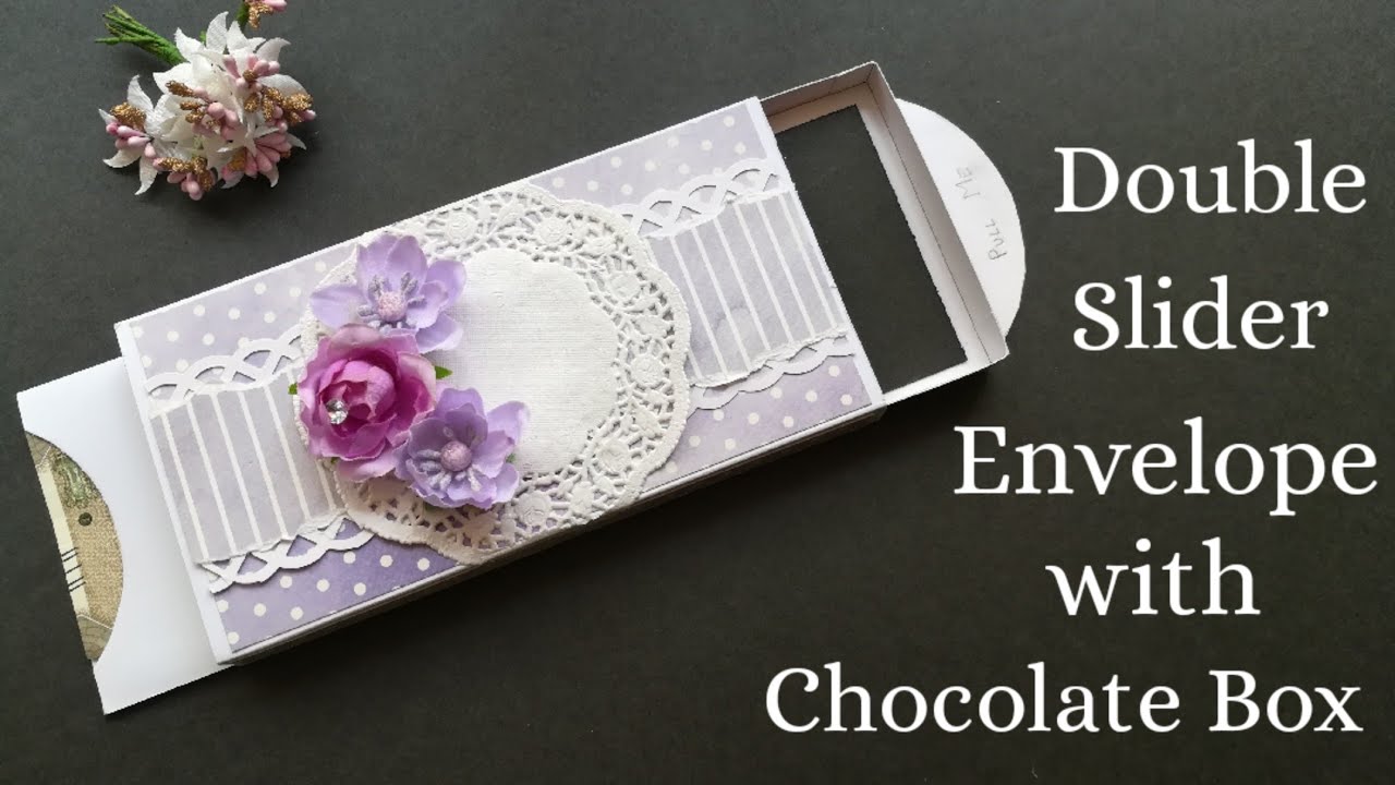 Double slider money envelope with chocolate box | DIY money envelope