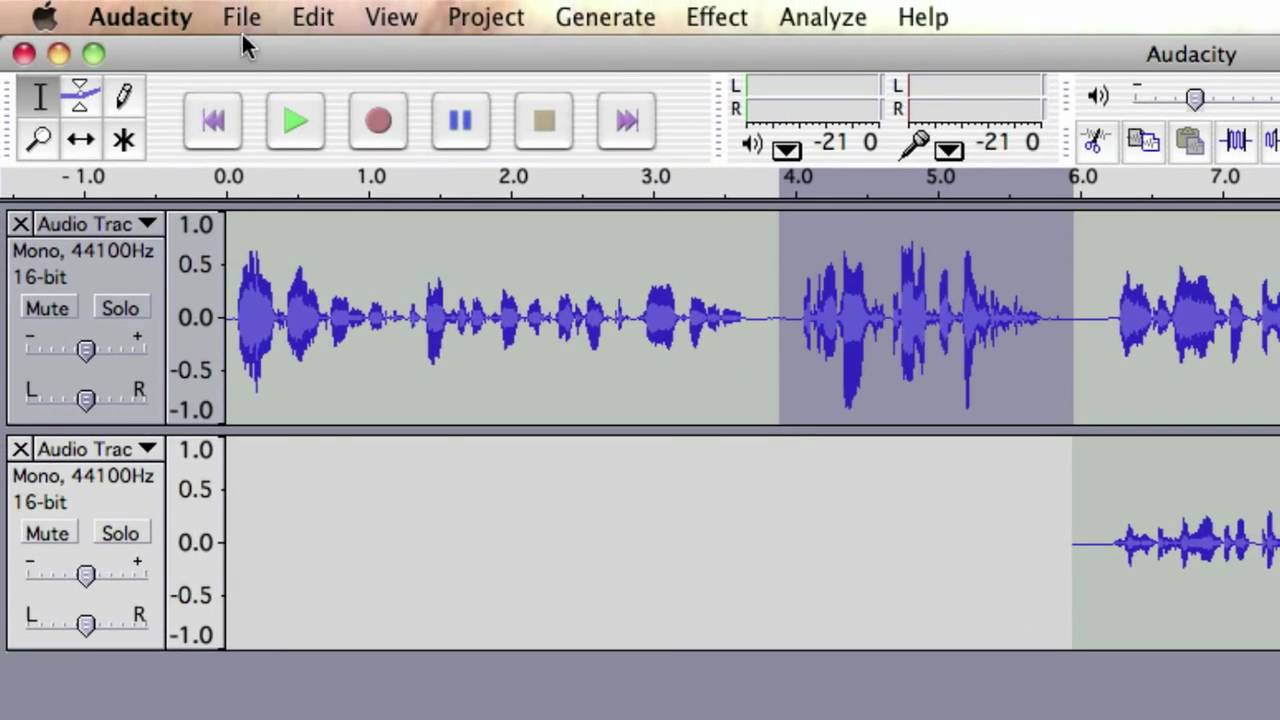 Recording audio in Audacity  - Technical glossary