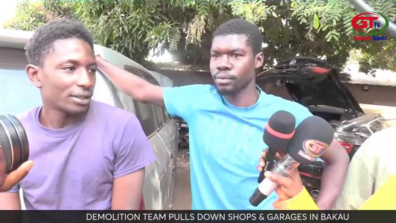 DEMOLITION TEAM PULLS DOWN SHOPS & GARAGES IN BAKAU