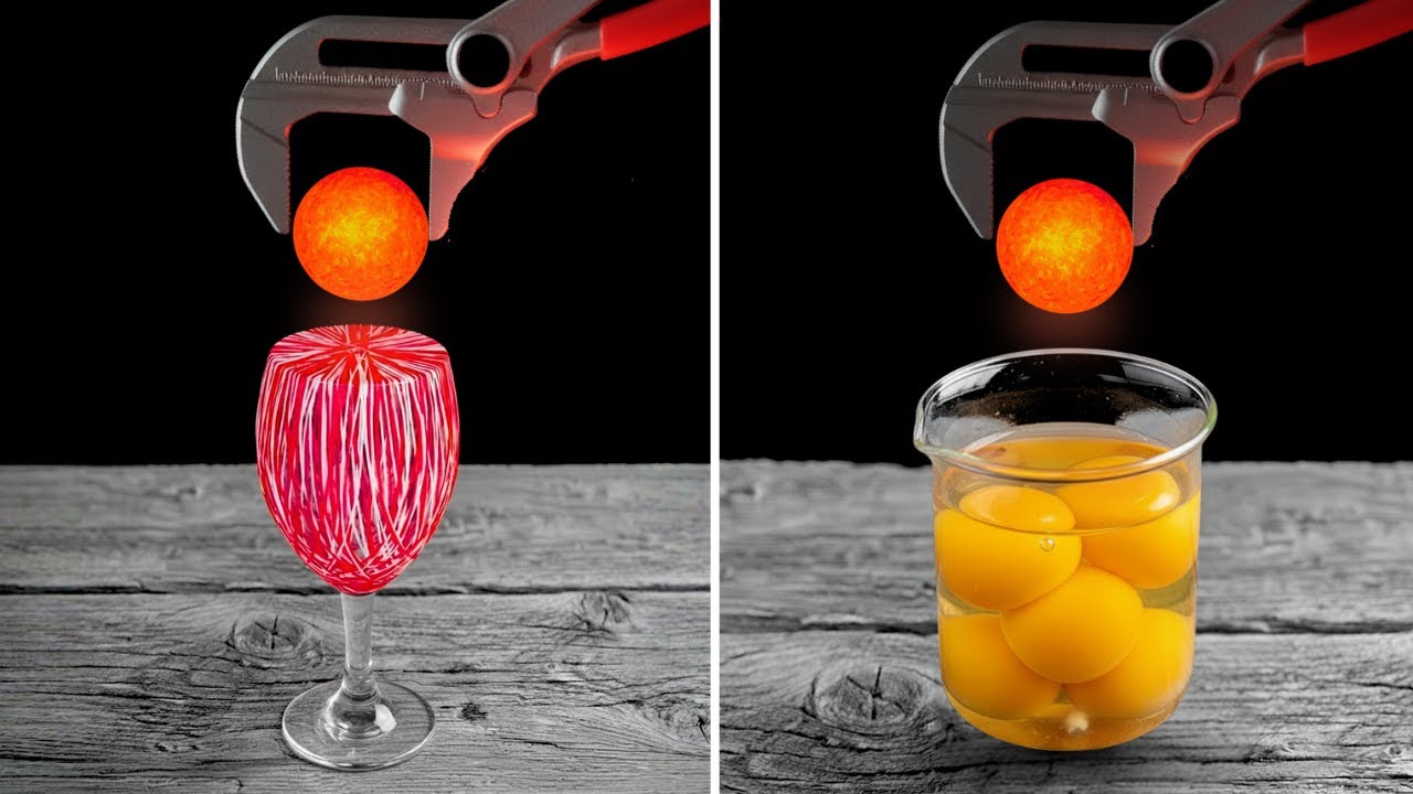 1000&deg;C Red Hot Metal Ball vs Rubber Bands, Eggs & iPad!