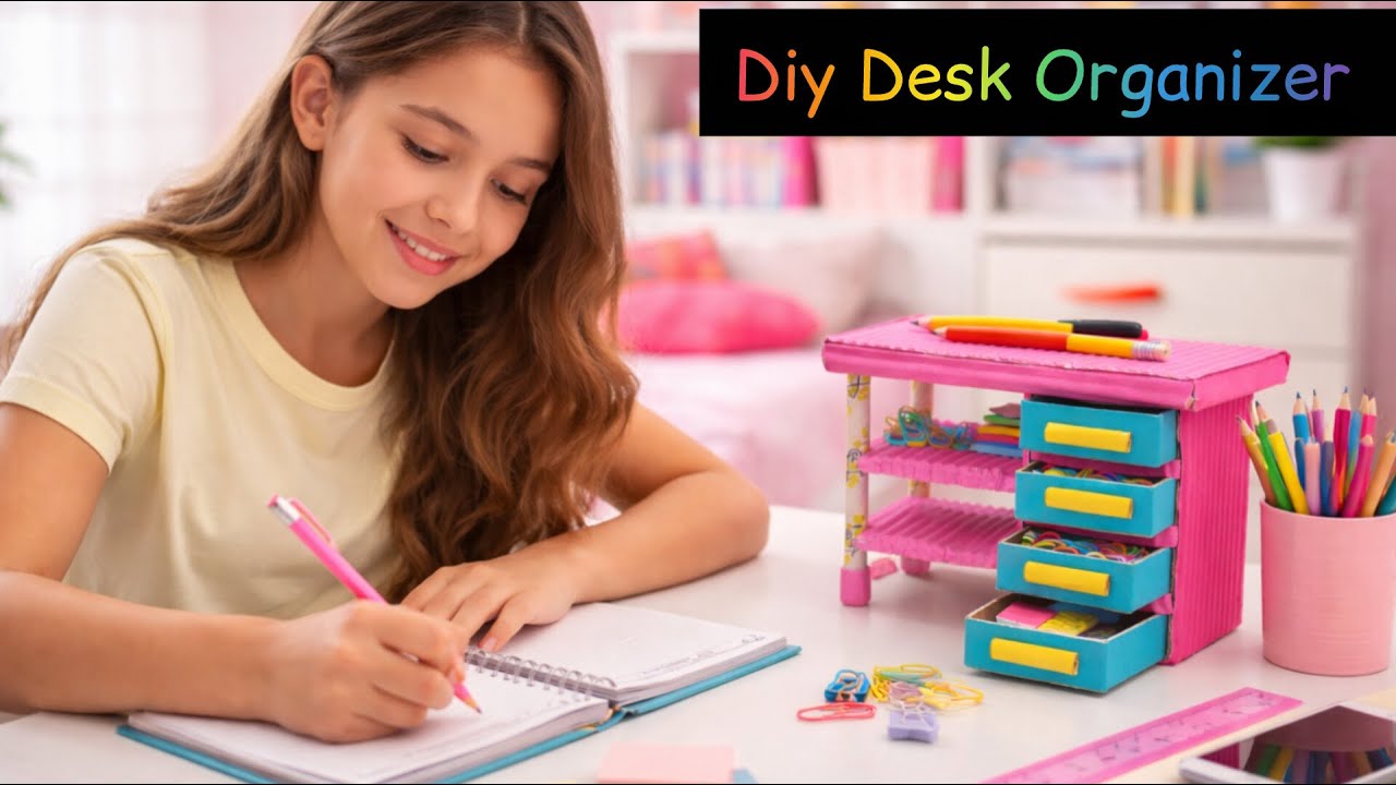 DIY Mini Study Table Desk Organizer | How to Make Desk Organizer at Home | Easy Paper Craft
