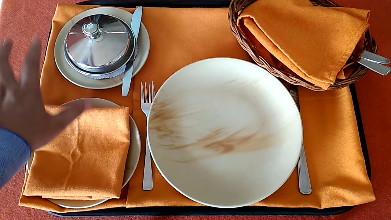 Room Service Tray Set Up - Omelette, Fried Egg, Boiled Egg & Scrambled Egg