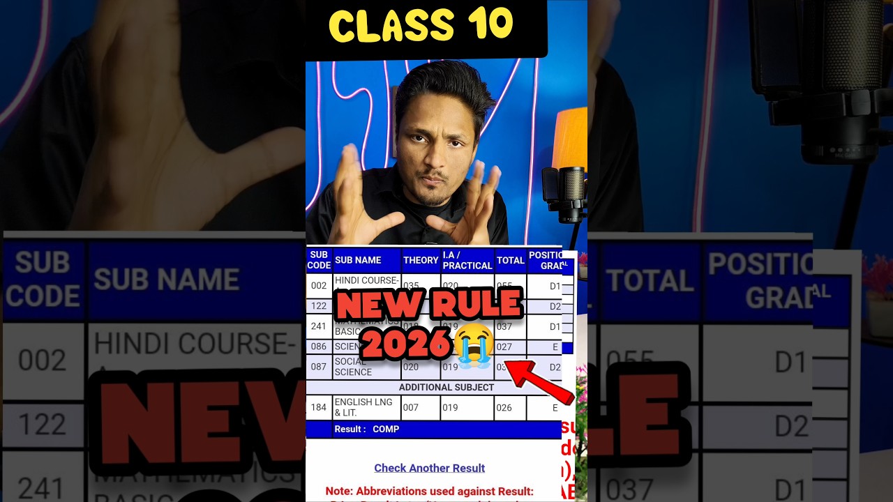 CBSE New Rule For % Need in Board  Exam Class 10🔥❌ | CBSE 2026 #cbse #class10th #exam #educart