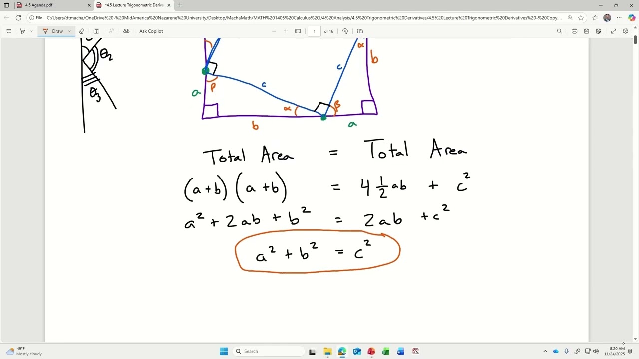 4.5 Trigonometric Derivatives (Calculus I)