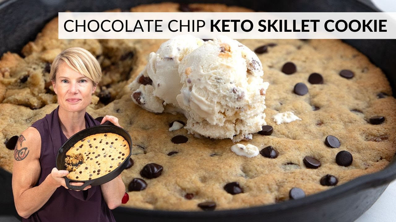 Chocolate Chip KETO SKILLET COOKIE - the gooey dessert of your dreams!