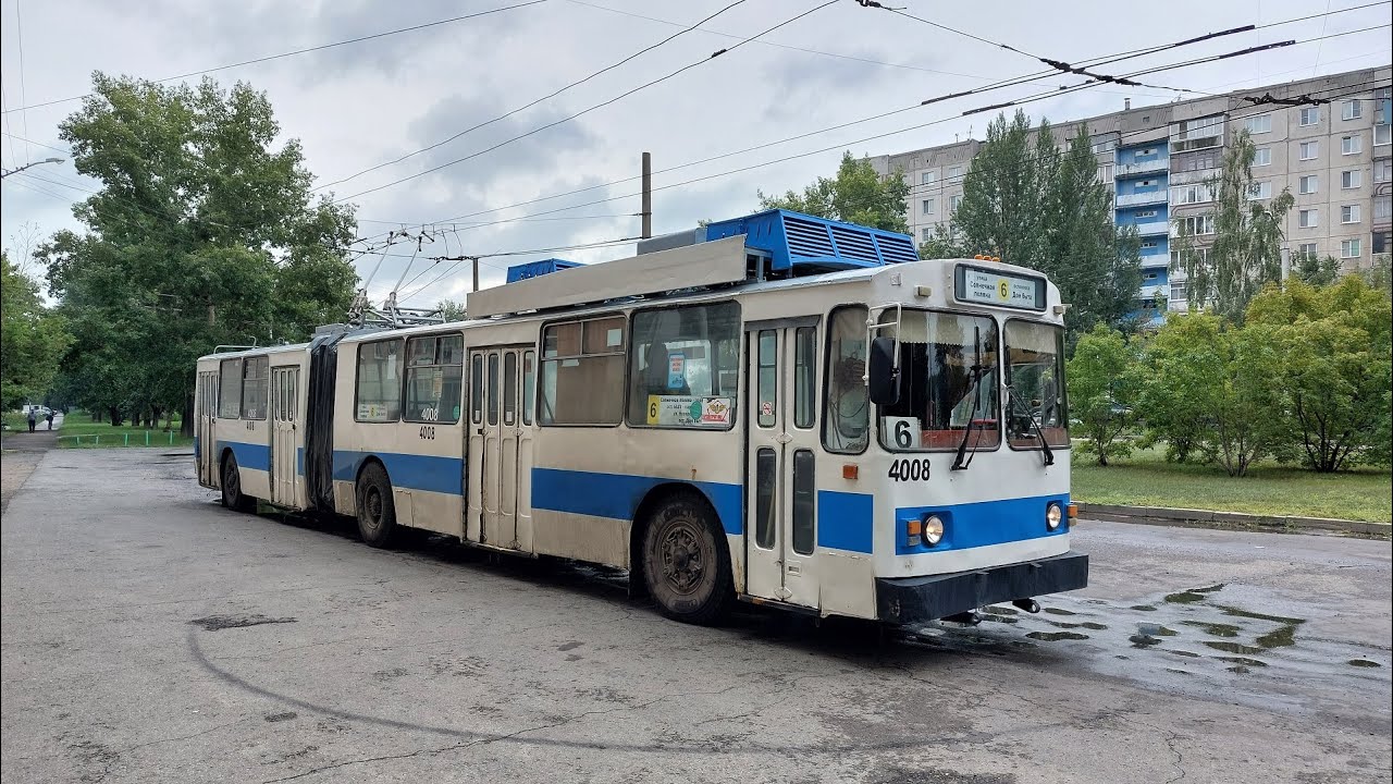 Барнаул, полная поездка в троллейбусе ЗиУ-683В01 (КВР БТРМ) № 4008 по маршруту № 6 11.08.2023