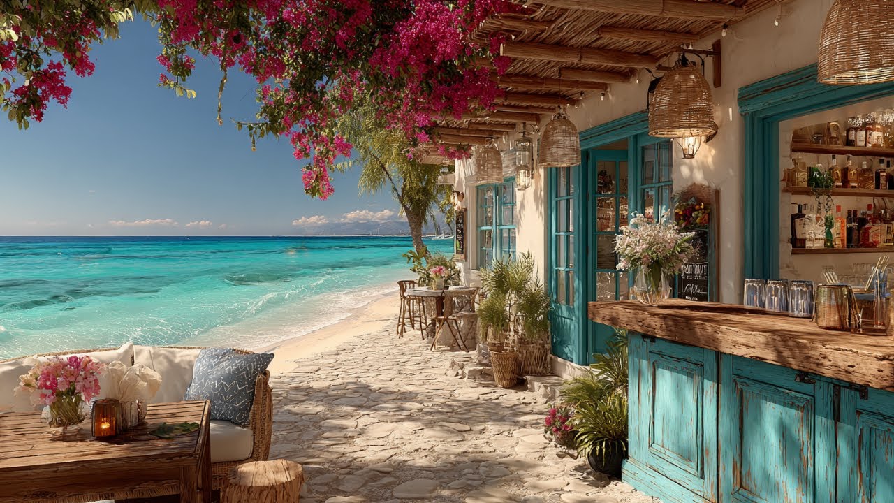 Coastal Cafe by the Sea 🌿🕊️ Soothing Waves & Birds for Stress Relief, Reading & Sleep