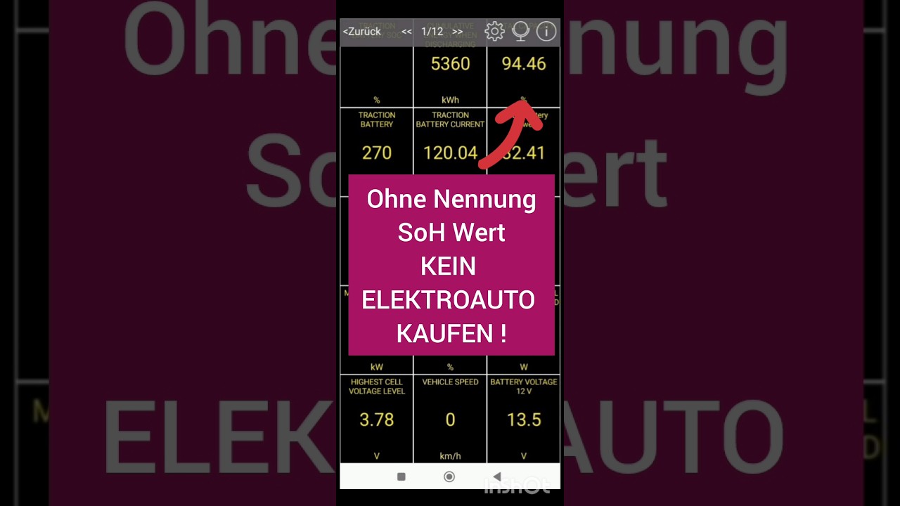 SoH Wert 🔋auslesen - ohne Nennung SoH Wert - kein Elektroauto kaufen ✅ Logisch 🤫