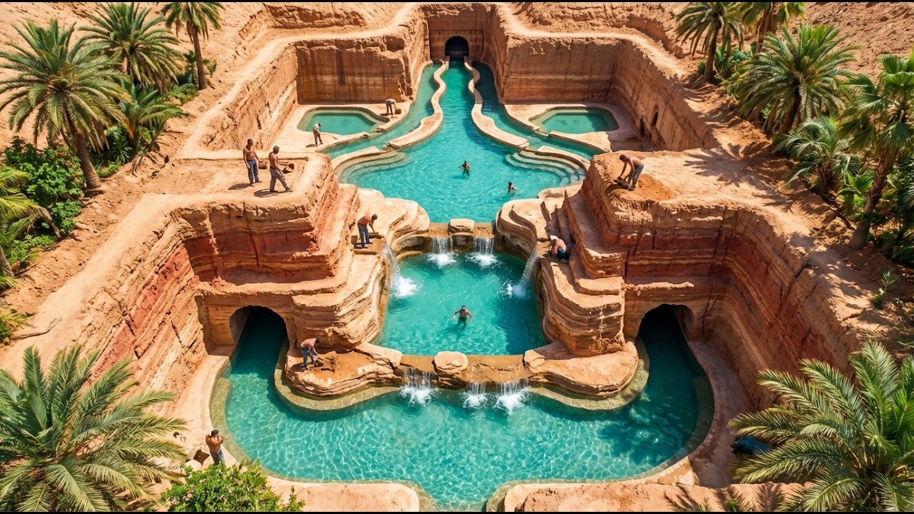 300 Days Building an Ancient Underground Clay House & Multi-Level Pool Systems Using Primitive Tools