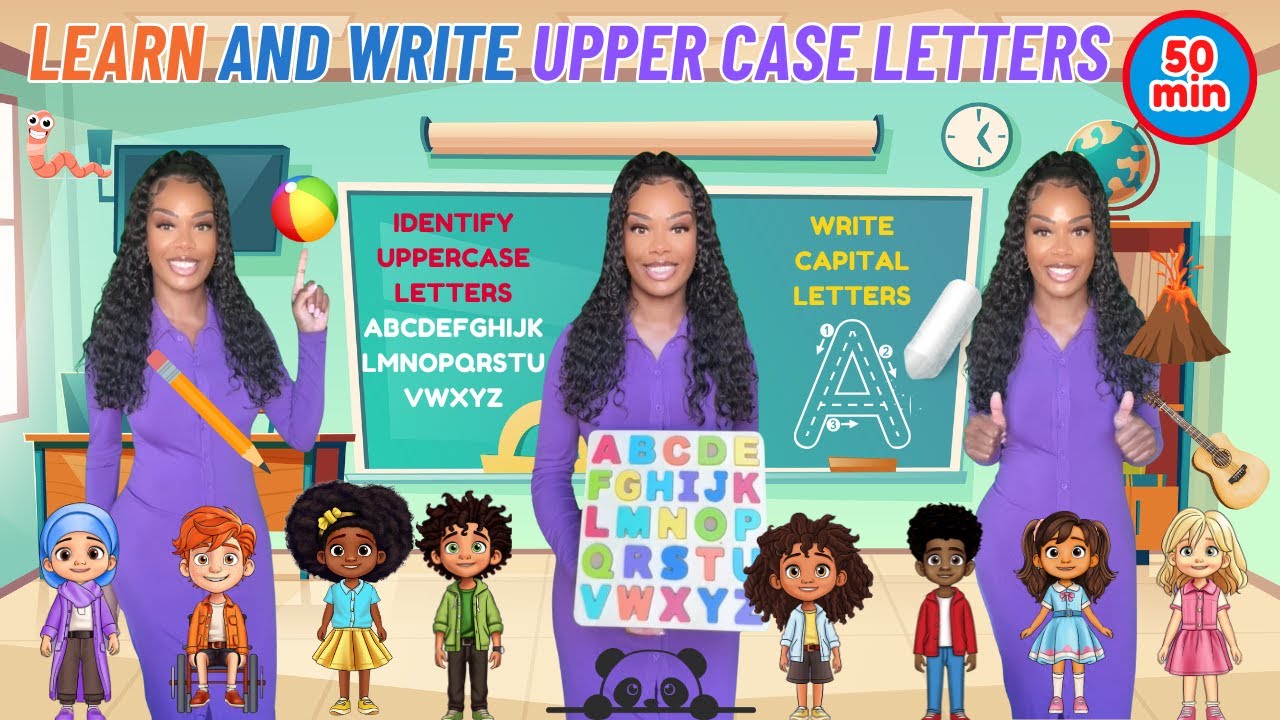 Learn and Write  Uppercase Letters| Phonics & Colors| Learning With Ms Houston| Kid Songs