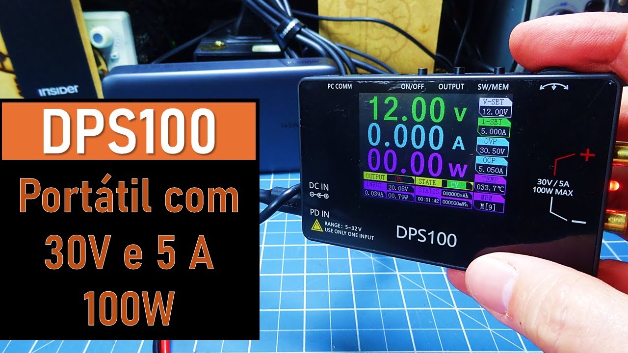 LANÇAMENTO! Fonte de Bancada Portátil - DPS100 - 30V e 5A suporte a 100W