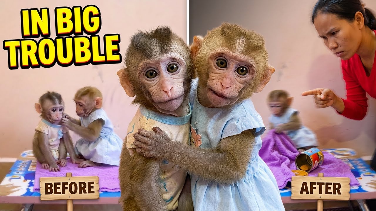 Baby Monkeys Gets In Trouble! Bet they will listen next time!